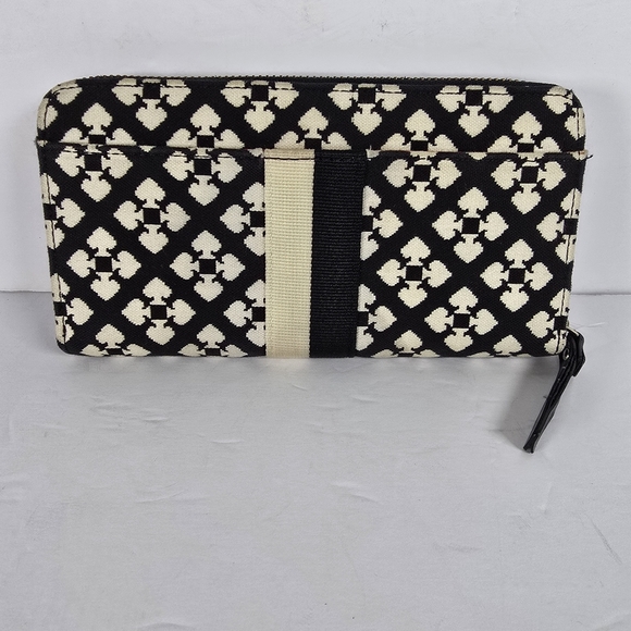 Kate Spade Black and Cream Print Zip Around Continental Wallet/Clutch CC Slots - Picture 2 of 15